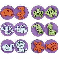 Moosgummi-Stempel, Zoo, D 7,5 cm, Dicke 2,5 cm, 6 Stk/ 1 Pck