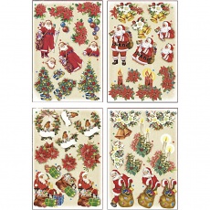 3D-Découpage-Motive, Nikolaus und Weihnachtssterne, Blatt 21x30 cm, 4 Bl./ 1 Pck