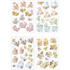 3D-Découpage-Motive, Baby, Blatt 21x30 cm, 4 Bl./ 1 Pck