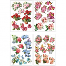 3D-Découpage-Motive, Blumen, Blatt 21x30 cm, 4 Bl./ 1 Pck