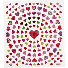 Sticker, Kleine Herzen, Blatt 15x16,5 cm, 1 Bl.