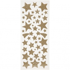 Sticker mit Glitter, Sterne, 10x24 cm, Gold, 2 Bl./ 1 Pck