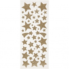 Sticker mit Glitter, Sterne, Blatt 10x24 cm, Gold, 2 Bl./ 1 Pck