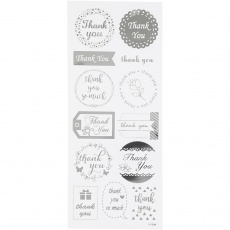 Sticker mit Sternen, Thank you, Blatt 10x24 cm, Silber, 1 Bl.