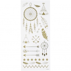 Sticker Thank you, Indianer-Motive, Blatt 10x24 cm, Gold, 1 Bl.