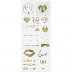 Sticker Thank you, Love, 10x24 cm, Gold, 1 Bl.