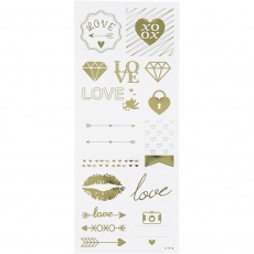 Sticker Thank you, Love, Blatt 10x24 cm, Gold, 1 Bl.
