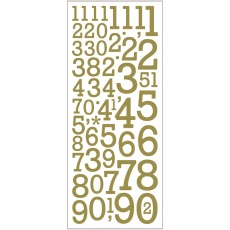 Sticker mit Glitter, Zahlen, Blatt 10x24 cm, Gold, 2 Bl./ 1 Pck