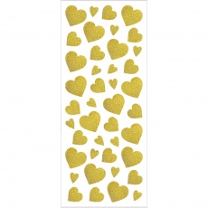Sticker mit Glitter, Herzen, Blatt 10x24 cm, Gold, 2 Bl./ 1 Pck
