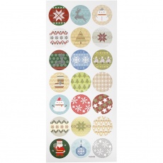 Sticker mit Weihnachtsmotiven, Weihnachtliche Stickerei, Blatt 10x23 cm, 1 Bl.