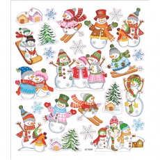 Sticker, Schneemann auf Skiern, Blatt 15x16,5 cm, 1 Bl.