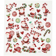 Sticker, Nikolaus mit Candy Stick, Blatt 15x16,5 cm, 1 Bl.