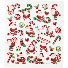 Sticker, Nikolaus mit Candy Stick, 15x16,5 cm, 1 Bl.