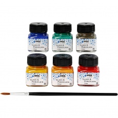 Glas- und Porzellanfarbe, Sortierte Farben, 6x20 ml/ 1 Pck