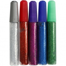 Glitzerkleber, Sortierte Farben, 5x10 ml/ 1 Pck