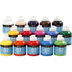 Acrylfarbe Matt, Sortierte Farben, 15x500 ml/ 1 Box
