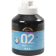 Acrylfarbe Matt, Schwarz, 500 ml/ 1 Fl.