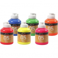 Colore Acrilico Neon, Neonfarben, 6x500 ml/ 1 Box