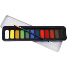 Aquarell-Farbset, Größe 12x30 mm, Sortierte Farben, 12 Farbe/ 1 Pck