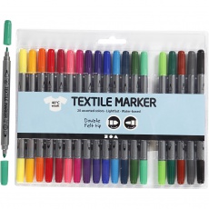 Textil-Marker, Strichstärke 2,3+3,6 mm, Standard-Farben, 20 Stk/ 1 Pck