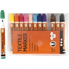 Stoffmalstifte, Strichstärke 2-4 mm, Sortierte Farben, 12 Stk/ 1 Pck