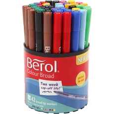 Berol Colourfine, D 10 mm, Strichstärke 0,3-0,7 mm, Sortierte Farben, 42 Stk/ 1 Dose