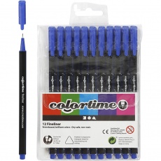 Colortime Fineliner Marker, Strichstärke 0,6-0,7 mm, Dunkelblau, 12 Stk/ 1 Pck