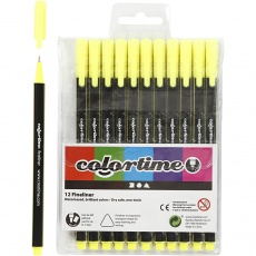 Colortime Fineliner Marker, Strichstärke 0,6-0,7 mm, Gelb, 12 Stk/ 1 Pck