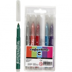 Colortime Glitter Marker, Strichstärke 2 mm, Sortierte Farben, 6 Stk/ 1 Pck