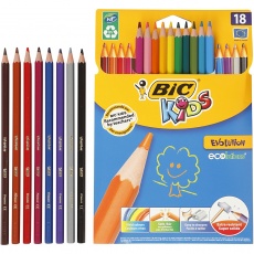 BIC Evolution Buntstifte, sechseckig, L 17,5 cm, Mine 3 mm, Sortierte Farben, 18 Stk/ 1 Pck