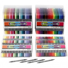 Colortime Dual-Filzstifte, Strichstärke 2,3+3,6 mm, Standard-Farben, Zusätzliche Farben, 24 Pck/ 1 Pck