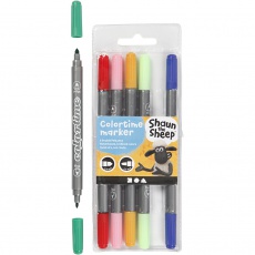 Marker, Strichstärke 2,3+3,6 mm, Sortierte Farben, 6 Stk/ 1 Pck