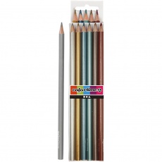 Colortime Buntstifte, L 17,45 cm, Mine 3 mm, Metallic-Farben, 6 Stk/ 1 Pck