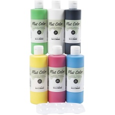 Plus Color Bastelfarbe, Primärfarben, 6x250 ml/ 1 Pck