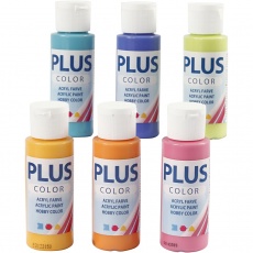 Plus Color Bastelfarbe, Sort. Farben, 6x60 ml/ 1 Pck