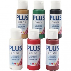 Plus Color Bastelfarbe, Weihnachtsfarben, 6x60 ml/ 1 Pck