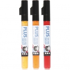 Plus Color Marker, L 14,5 cm, Strichstärke 1-2 mm, 3 Stk/ 1 Pck, 5,5 ml