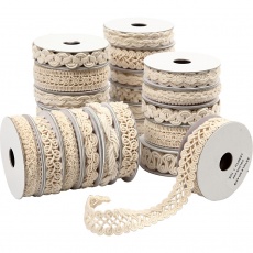 Spitzenborte, B 6-18 mm, Creme, 56x0.90 m/ 1 Pck