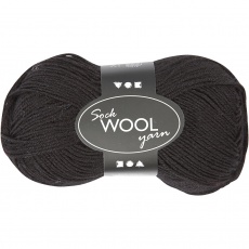 Sockenwolle, L 200 M, Schwarz, 50 g/ 1 Knäuel
