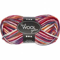 Sockenwolle, L 200 M, Harmonie in Blau-Rot, 50 g/ 1 Knäuel
