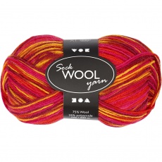 Sockenwolle, L 200 m, Harmonie in Rot-Orange, 50 g/ 1 Knäuel