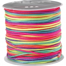 Macramé-Kordel, Multicolor, Dicke 1 mm, Neonfarben, 28 m/ 1 Rolle