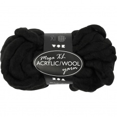 XL-Chunky-Garn aus Polyacryl/Wolle, L 15 M, Größe mega, Schwarz, 300 g/ 1 Knäuel