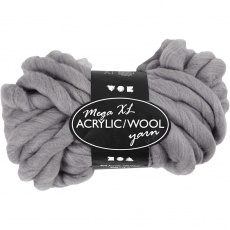 XL-Chunky-Garn aus Polyacryl/Wolle, L 15 M, Größe mega, Grau, 300 g/ 1 Knäuel