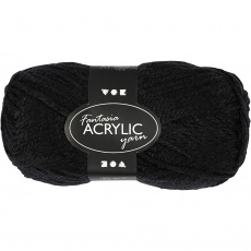 Fantasia Polyacryl Garn, L 80 M, Schwarz, 50 g/ 1 Knäuel