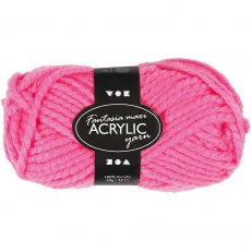 Fantasia Polyacryl-Wolle, L 35 m, Maxi, Neonpink, 50 g/ 1 Knäuel