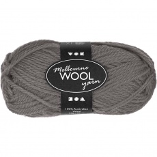 Melbourne Wool Yarn, L 92 M, Grau, 50 g/ 1 Knäuel