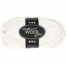 Melbourne Wool Yarn, L 92 M, Naturweiß, 50 g/ 1 Knäuel