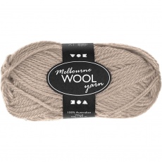Melbourne Wool Yarn, L 92 M, Beige, 50 g/ 1 Knäuel