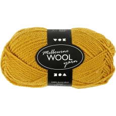 Melbourne Wool Yarn, L 92 M, Dunkelgelb, 50 g/ 1 Knäuel